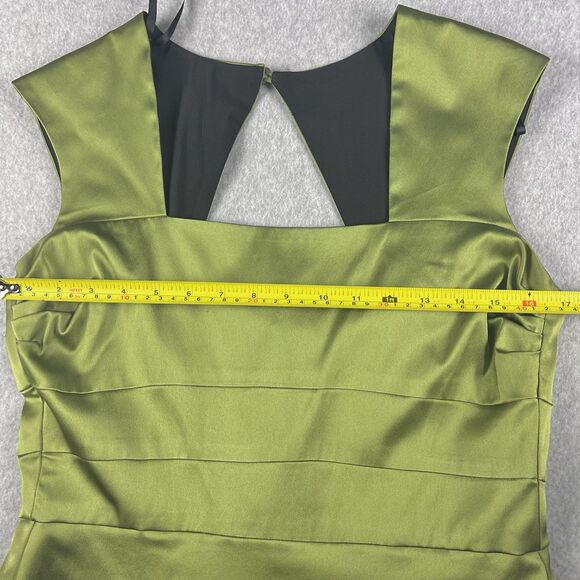 Donna Ricco Dress Womens 14 Green Satin Keyhole Back Sheath Skirt Formal Wedding - Picture 9 of 16